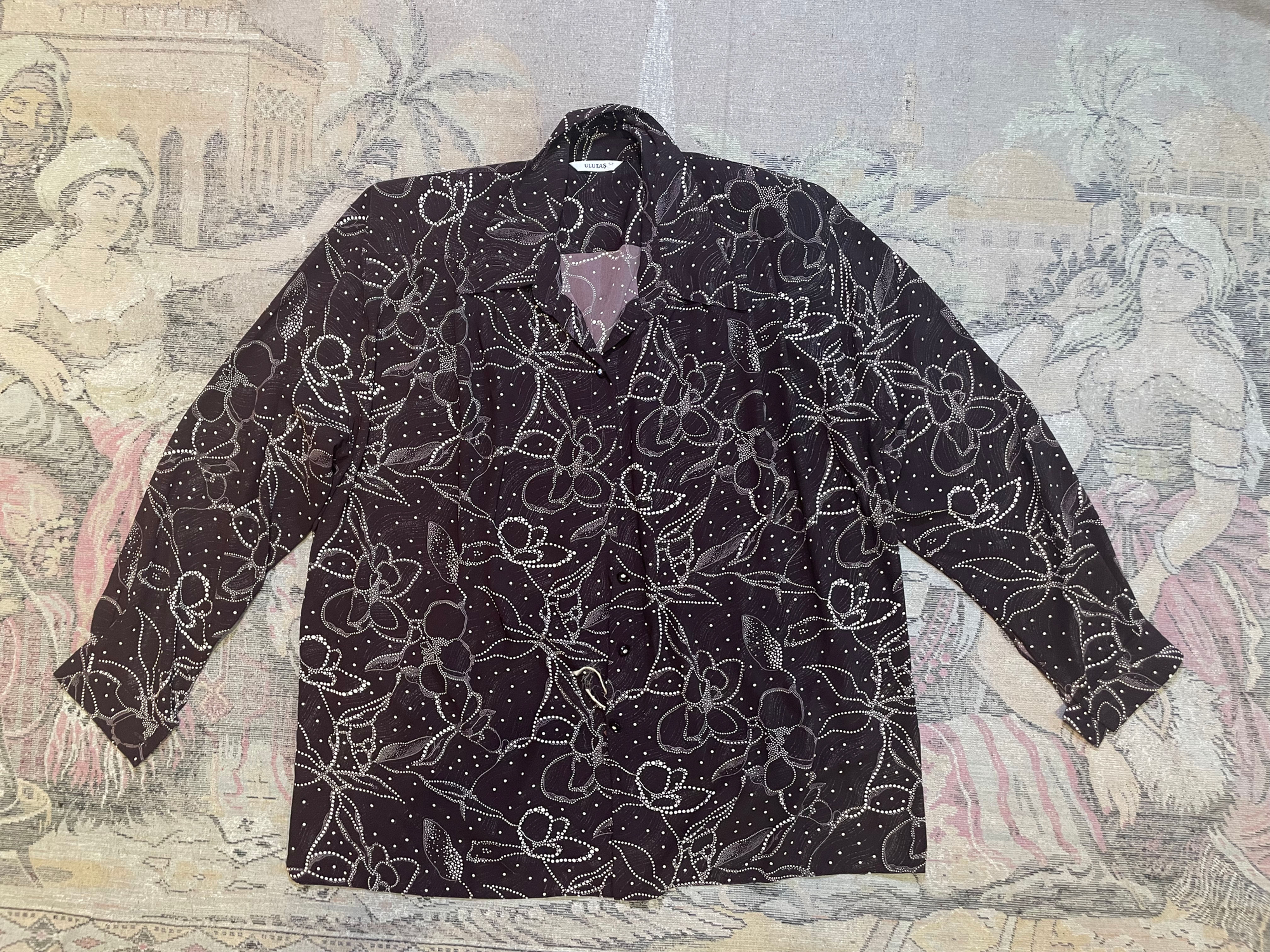 Vintage Kahve Parlak Detay Gömlek