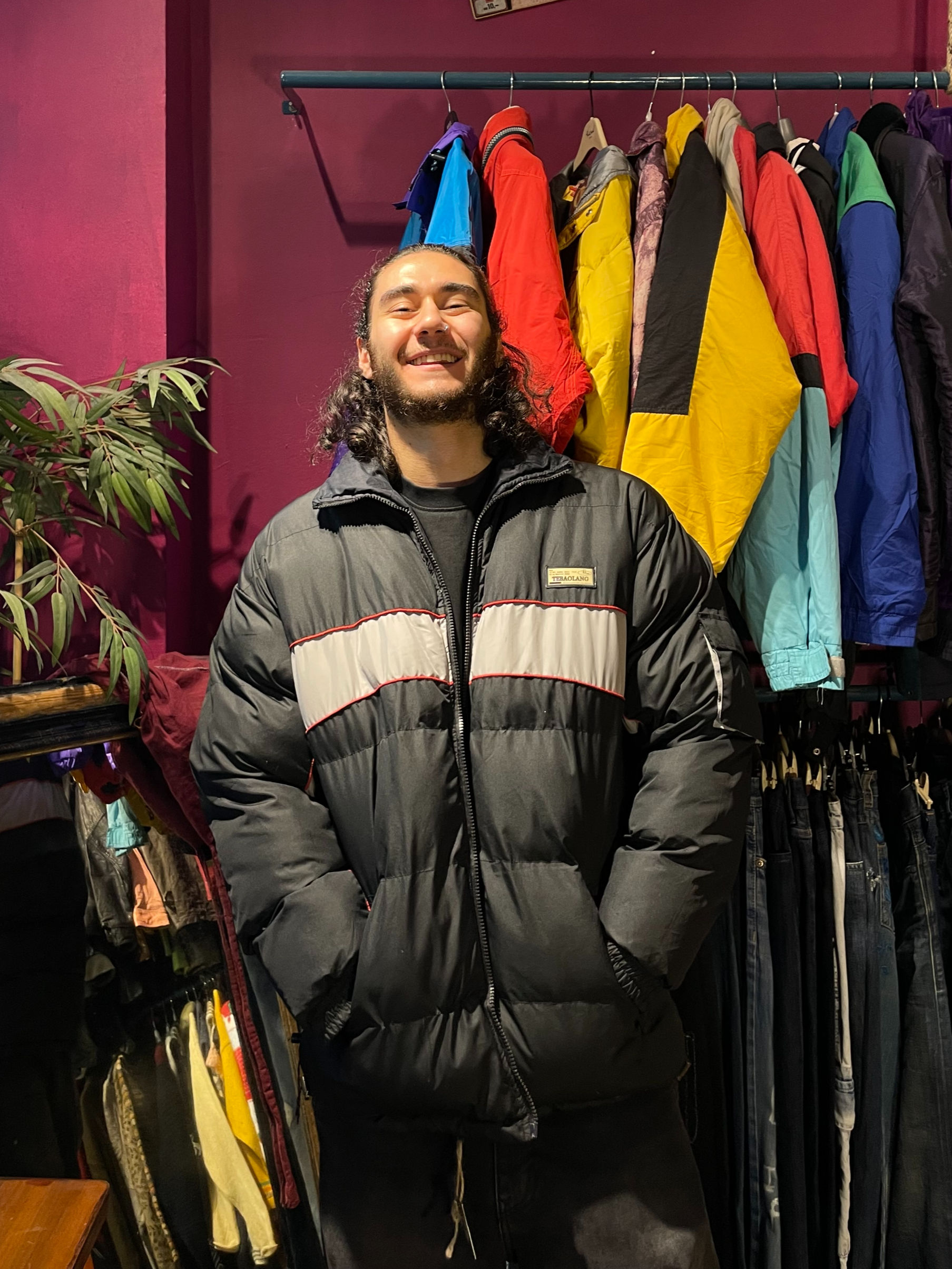 Vintage Oversize Siyah Şişme Mont (XXL)