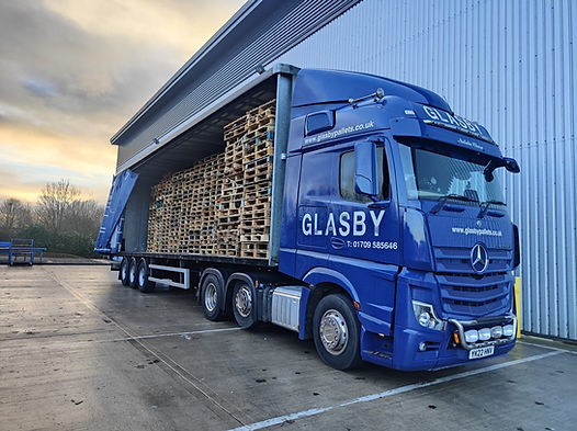 Pallets on the back of a truck