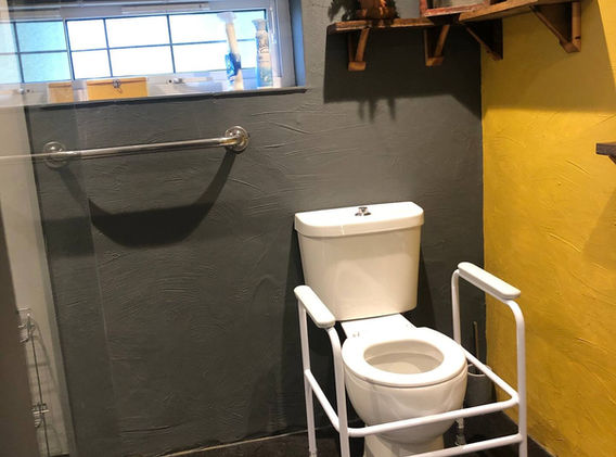 Picture of removable toilet frame in accessible bathroom