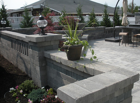 Retaining walls Piers Planter Square fire pit Patio area 