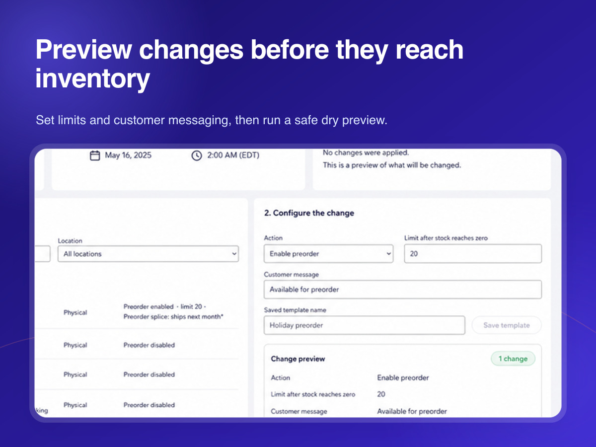 Preorder Bulk Scheduler feature detail — Apps for Stores app on the Wix App Market