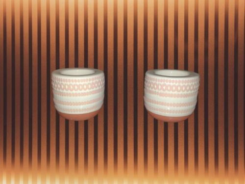 Thumbnail: Retro Terracotta and Ceramic Votive Tea Light Candle Art Pottery 