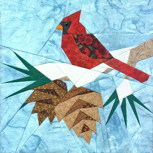 Christmas Cardinal Paper-pieced Quilt Pattern by Paper Panache