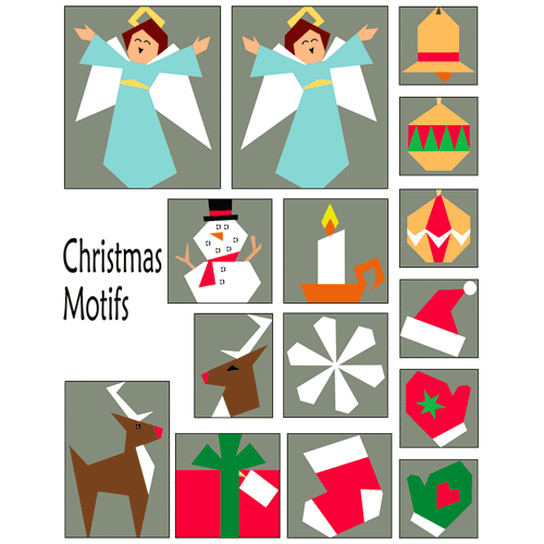 Christmas Motifs PaperPieced Quilt Pattern