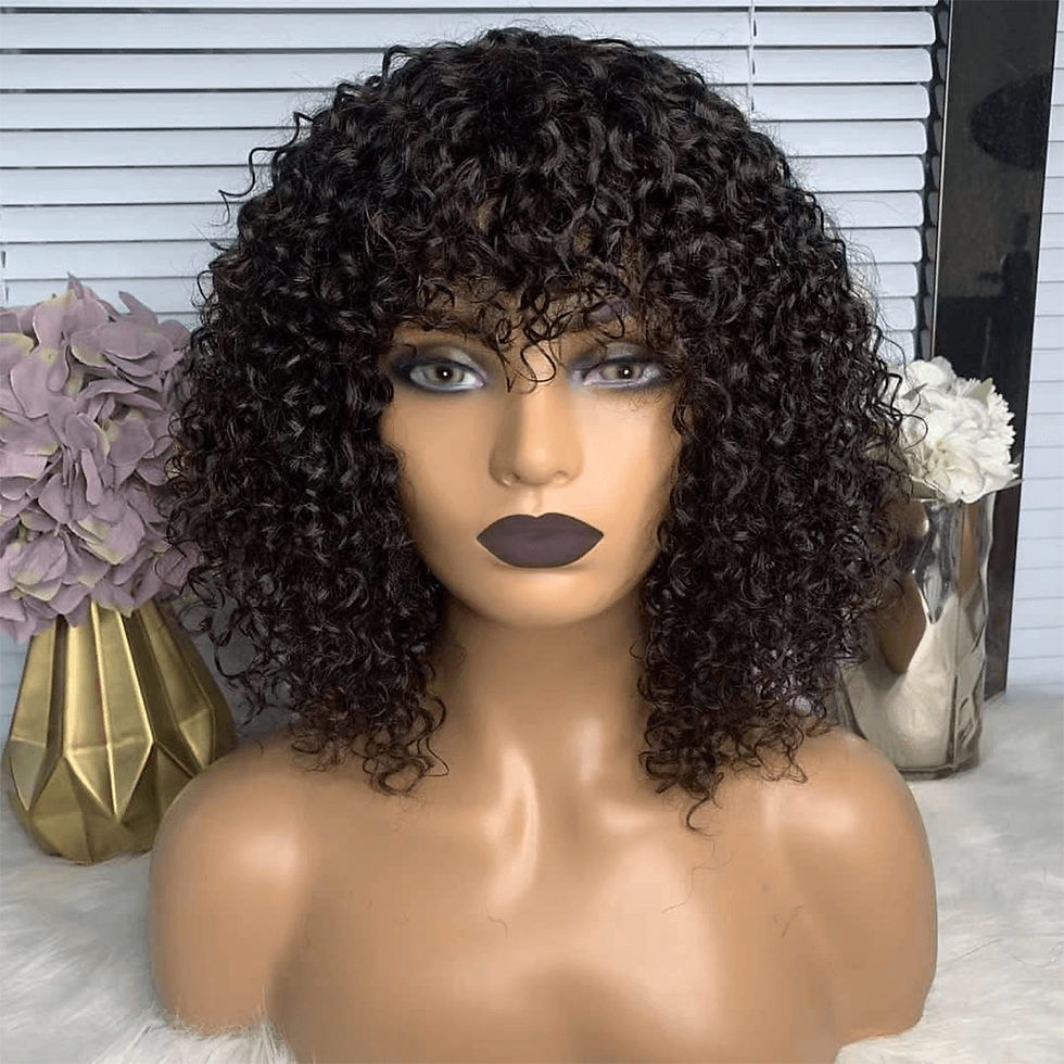Thumbnail: Curly Human Hair Bang Wigs