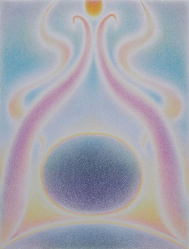 Utopia Sun Is Setting Color Pencil on Paper Mounted on Board 11by14 inches 2023 Shuling Gu
