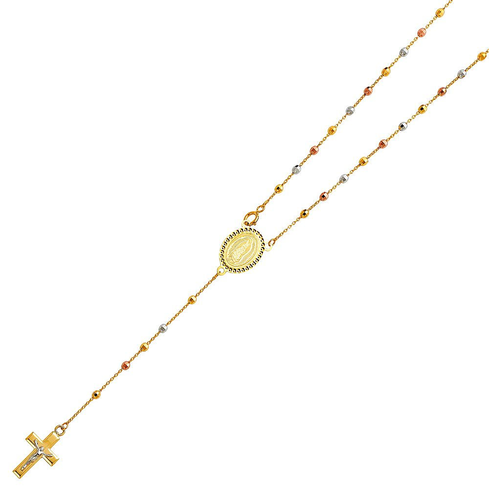14K 3C 2.5mm Ball Rosary Necklace - 20"