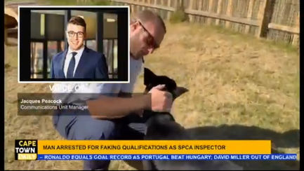 MAN ARRESTED FOR FAKING QUALIFICATION AS SPCA INSPECTOR