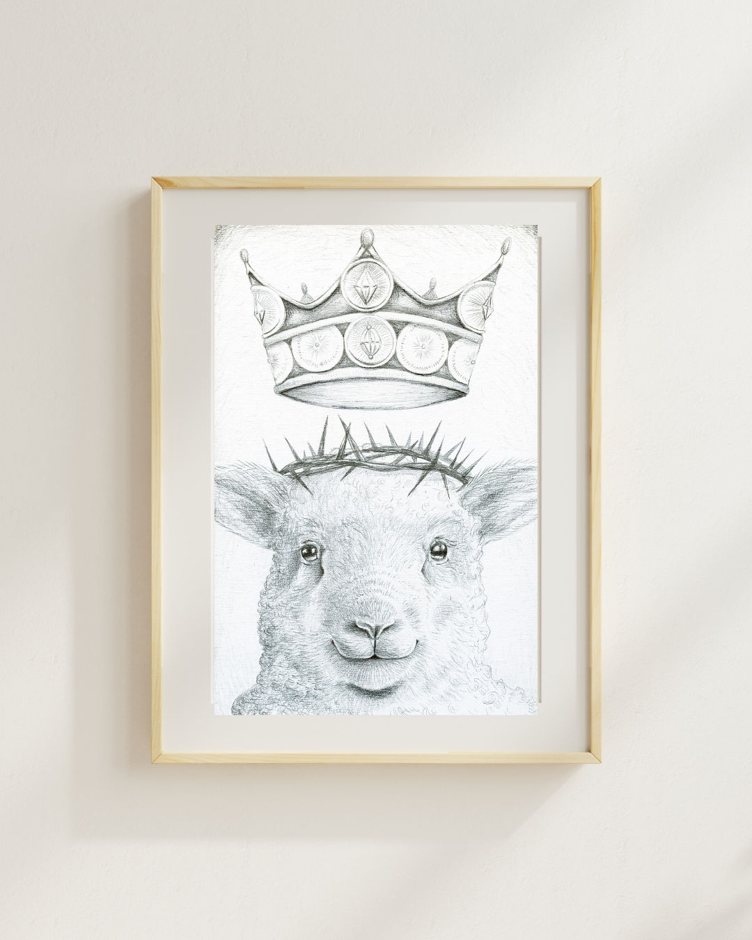 Lamb of God, Pencil Drawing on Wood