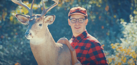 deer with man in plaid