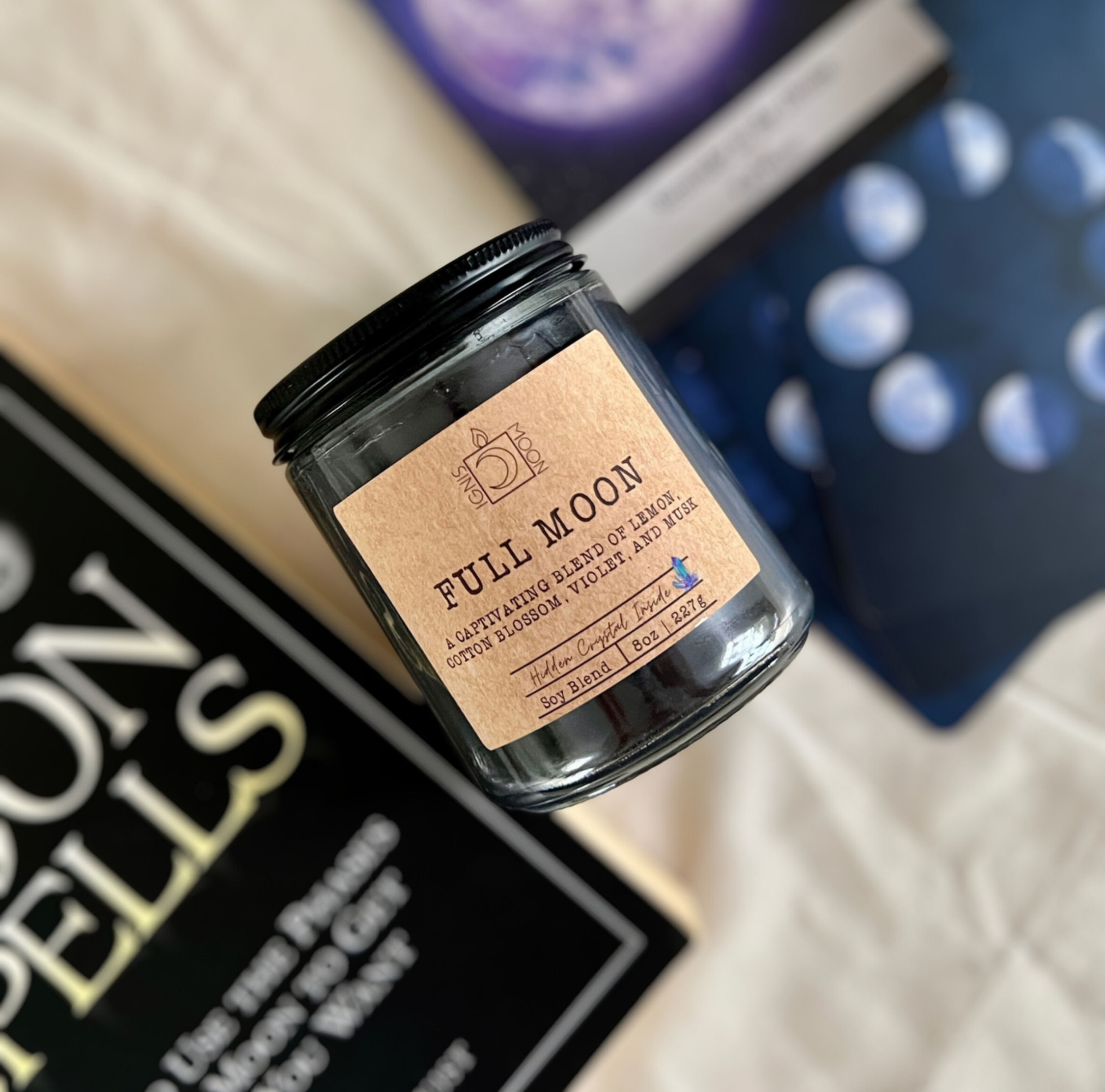 Full Moon Crystal Candle