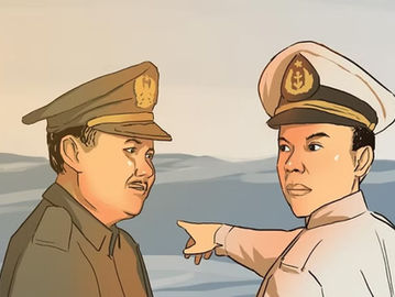 Ilustrasi Komodor Yos Sudarso dan Kolonel Moersjid. (Betaria Sarulina/Historia.ID).