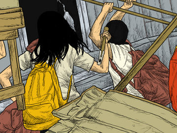 Ilustrasi penjarahan. (M.A. Yusuf/Historia.ID).