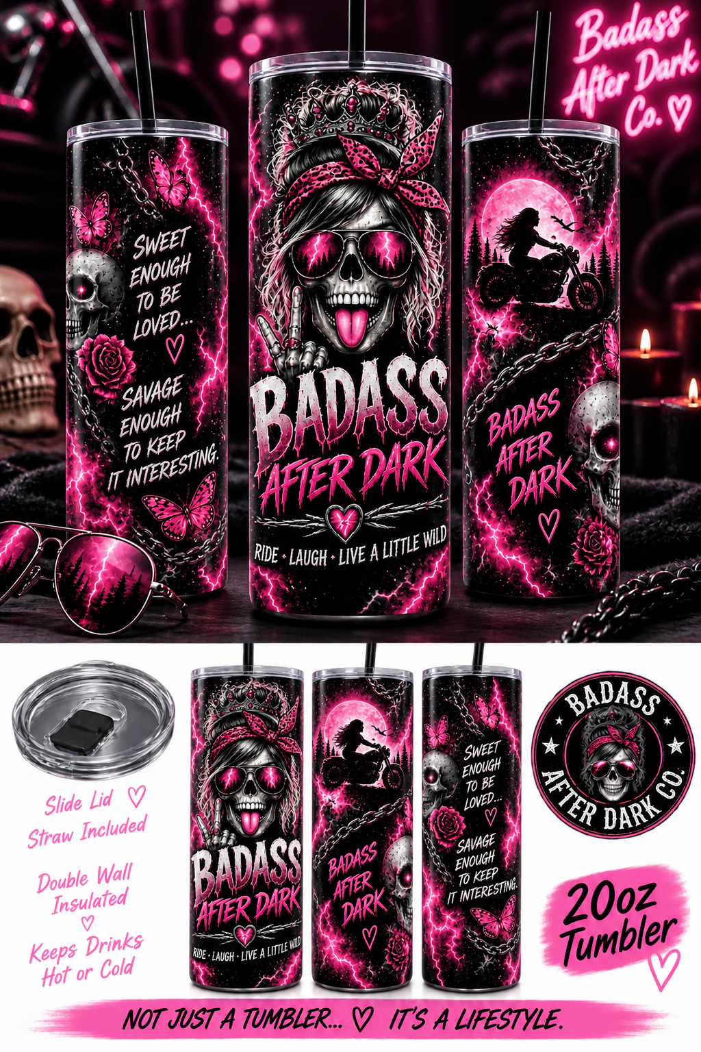 BadASS AFTER DARK 20oz TUMBLER