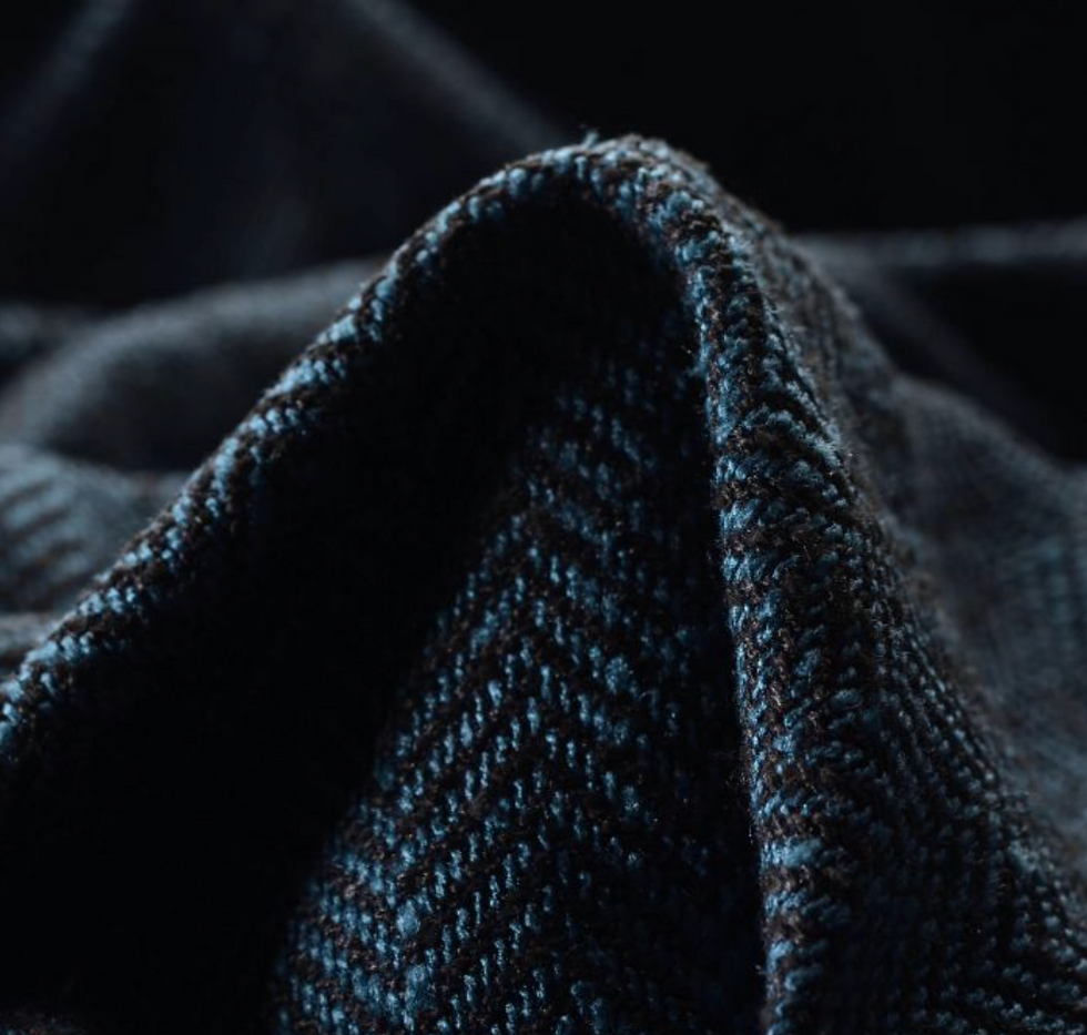 Linnen donkerblauw visgraat