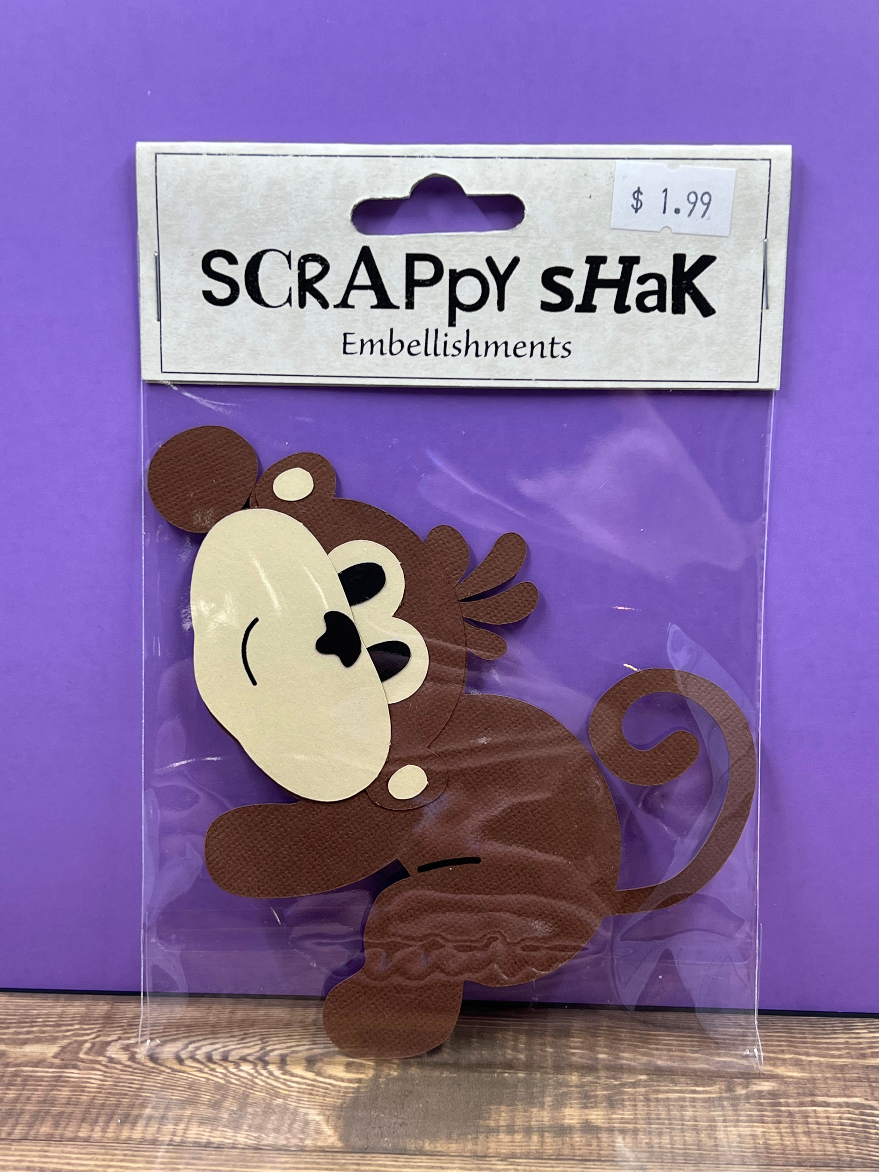 ScrappyShak  Embellishments - Large Chimp SKU:SS026