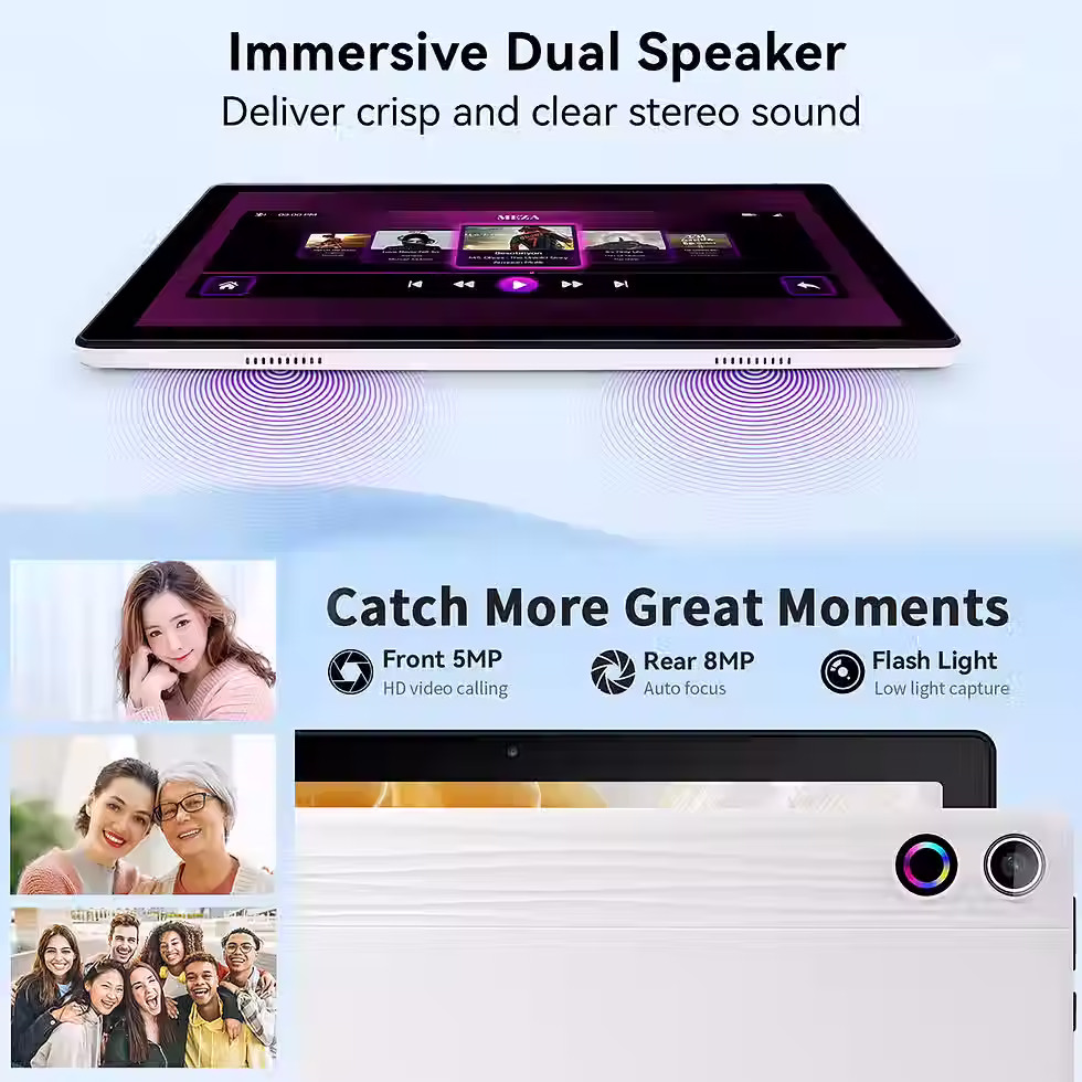 Thumbnail: Tablet 10.1 Inch Android 14 Tablet PC, 10GB(3+7) RAM 64GB ROM Octa‑Core