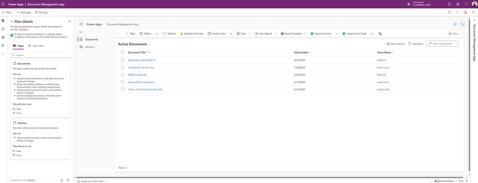 Model driven app example