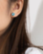 Camellia Ear Studs with Swiss Blue Topaz