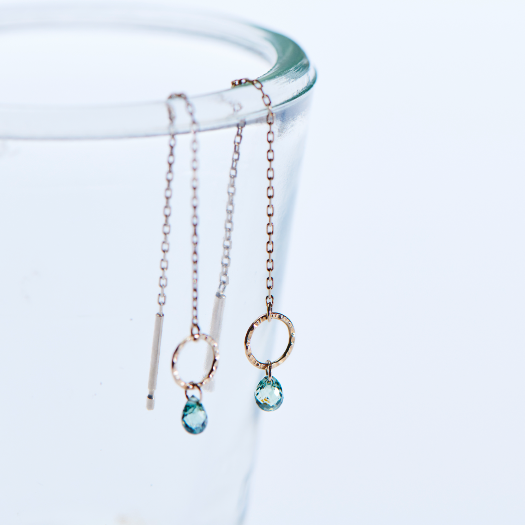 Rosée Briolette Green Sapphire Dangling Earrings