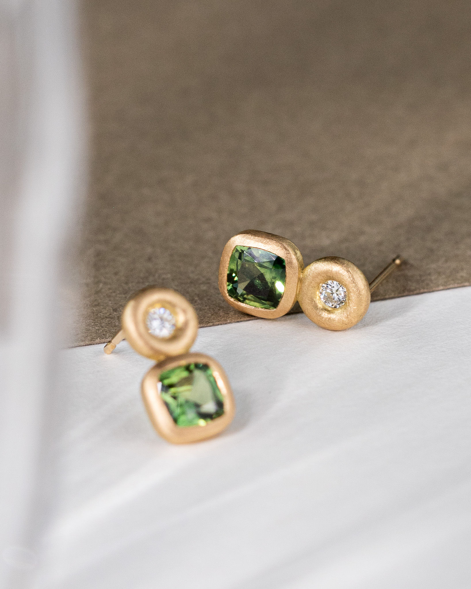 Green Sapphire Verse Ear Studs