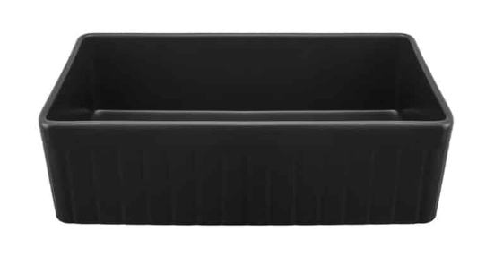 33” Black Single Bowl Fireclay Farmhouse Apron Sink