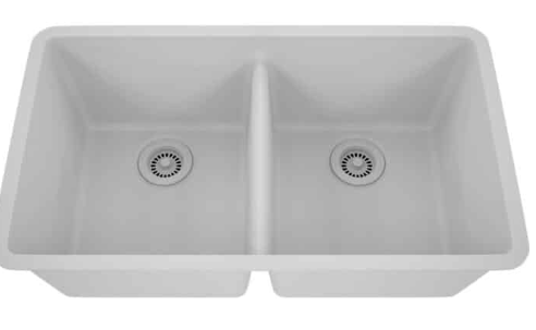 32″ x 19″ Undermount Double Equal Bowl Quartz Sink