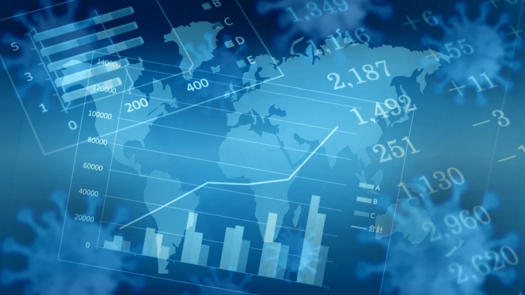Global data and charts representing impact analysis