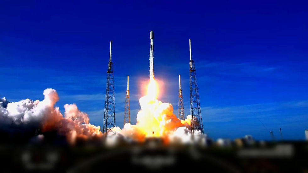 SpaceX Falcon 9 rocket launches Starlink satellites into orbit, with a flight interface displaying liftoff progress. Credit: SpaceX.