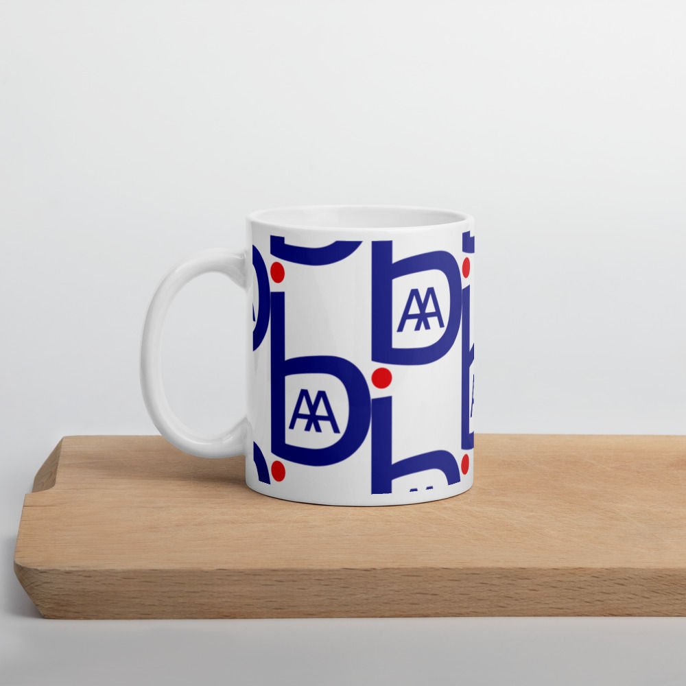 White glossy mug classic logo print