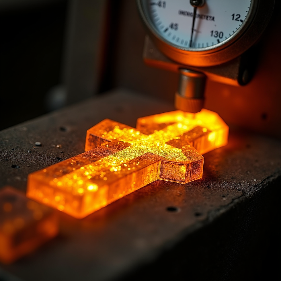 Glowing metal cross being forged by ksc forge ludhiana