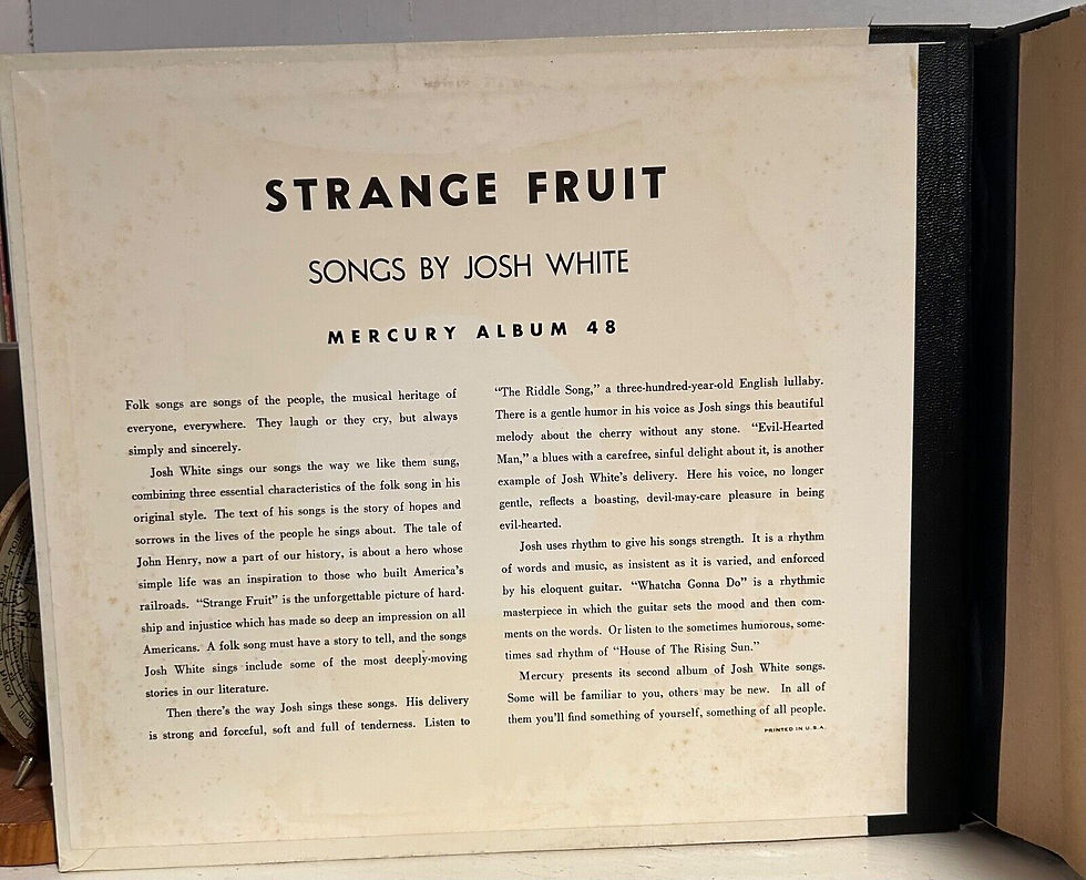 Thumbnail: JOSH WHITE MERCURY 78 ALBUM A 48 Strange Fruit