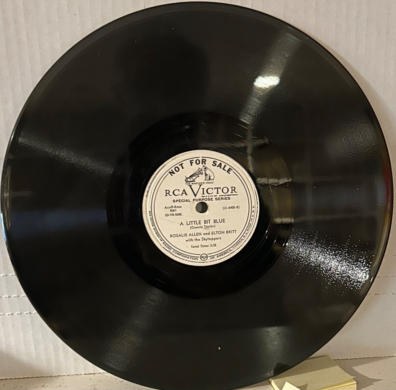 ROSALIE ALLEN & ELTON BRITT RCA-VICTOR 21-0405 A Little Bit Blue