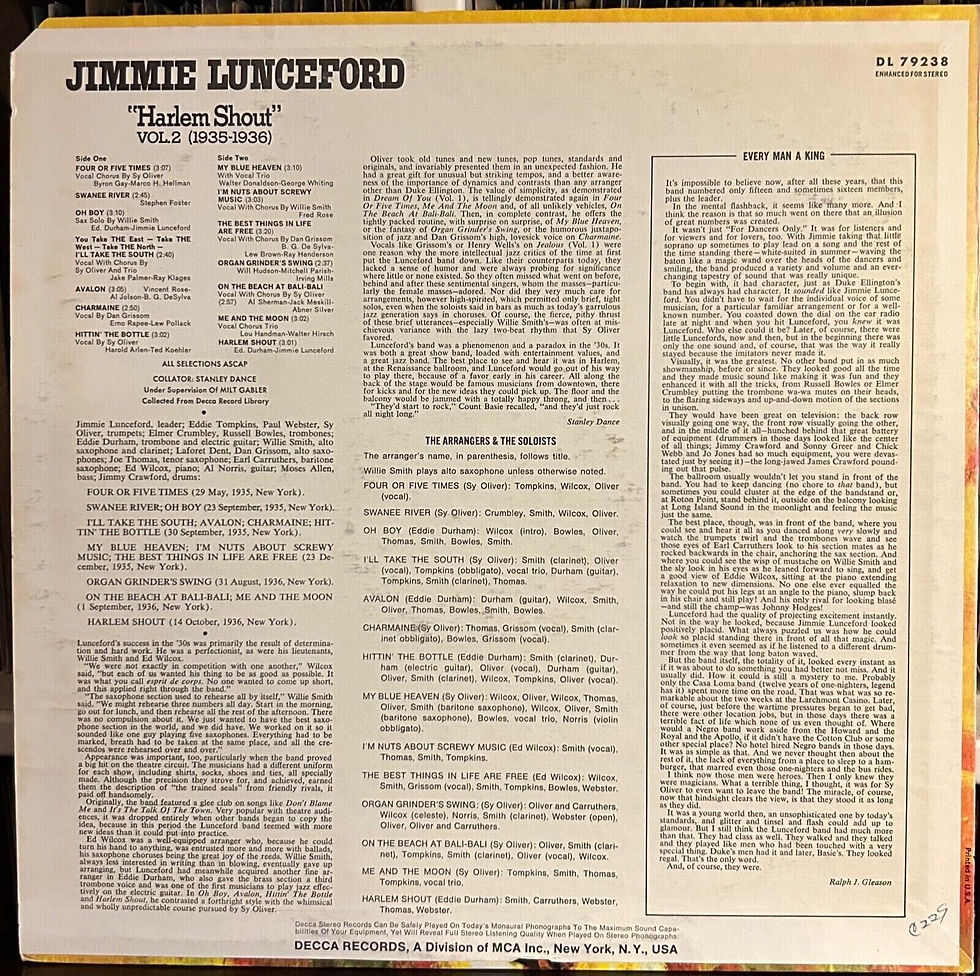 Thumbnail: Jimmie Lunceford Harlem Shout Vol 2 1935-36 Decca DL 79238