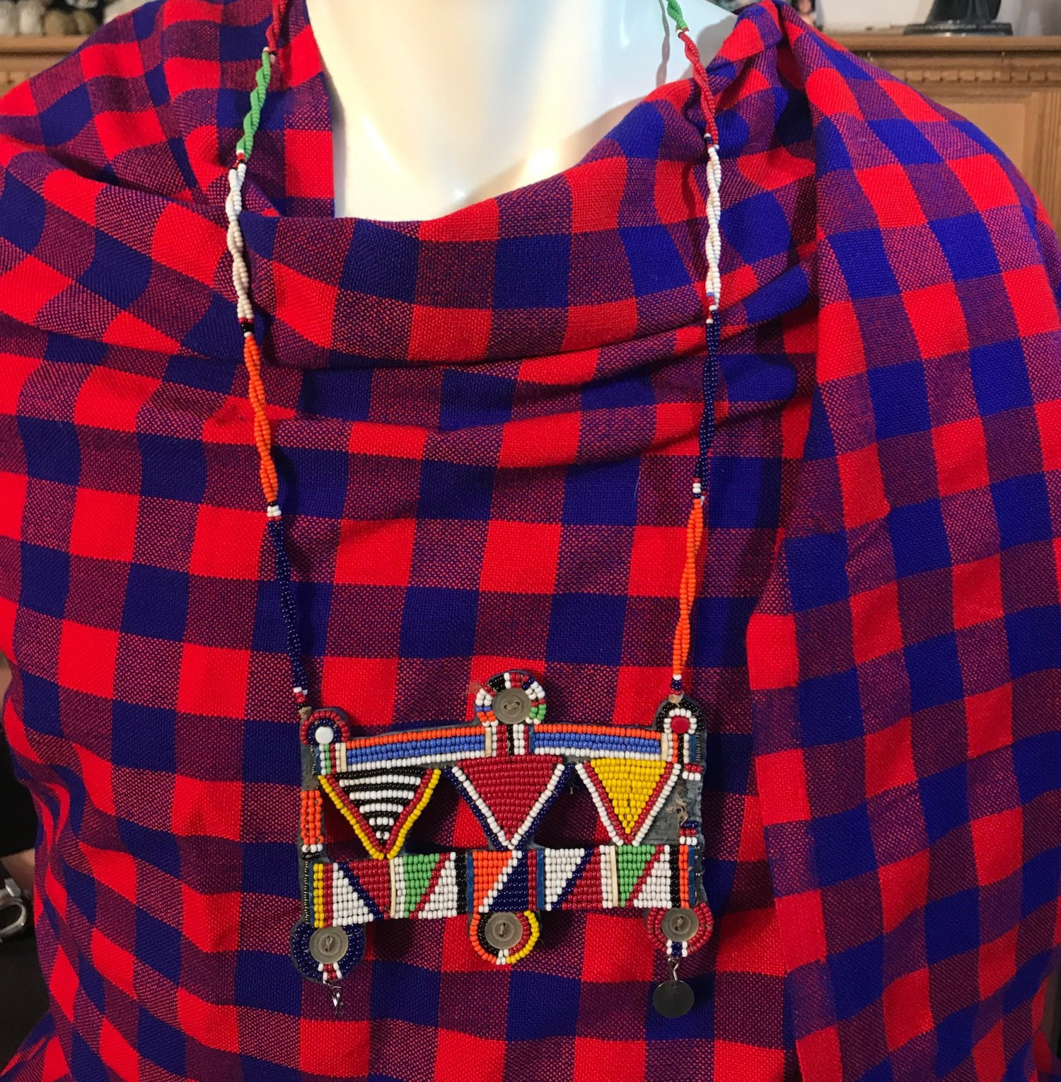 28" Maasai Beaded Square Necklace