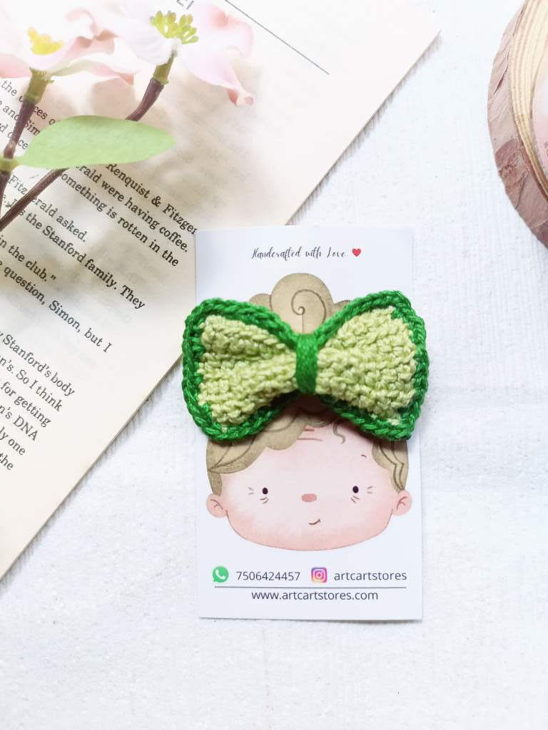 Green -Crochet Bow