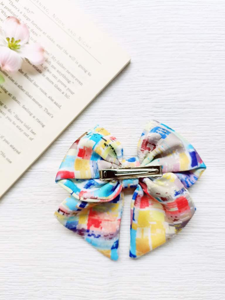Thumbnail: Chequered printed - Satin Sailor Bow