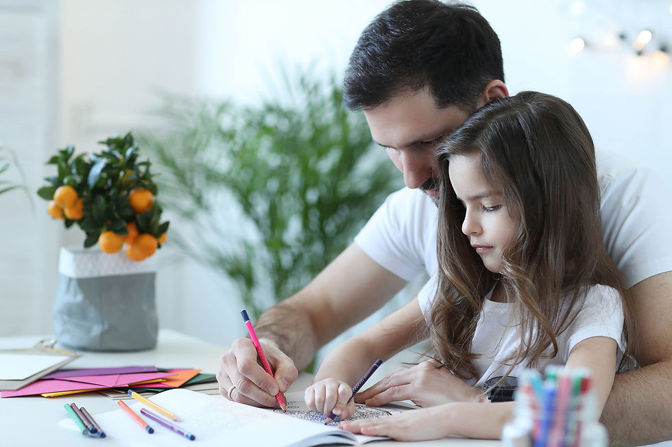 Dad and Daughter Painting together