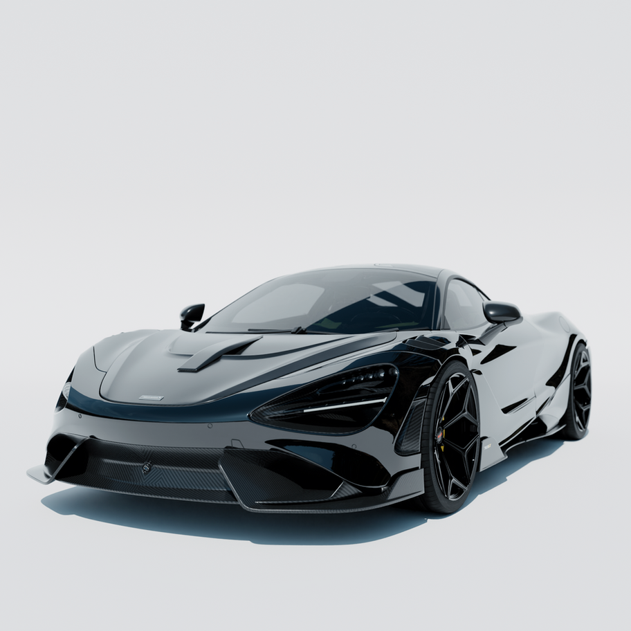 Black McLaren Hypercar - Front Three-Quarter View - Photorealistic 3D Model Render by Meluip