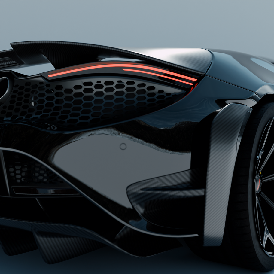 Hypercar Rear Vent Detail - Carbon Fiber Paneling - 3D Automotive Render by Meluip