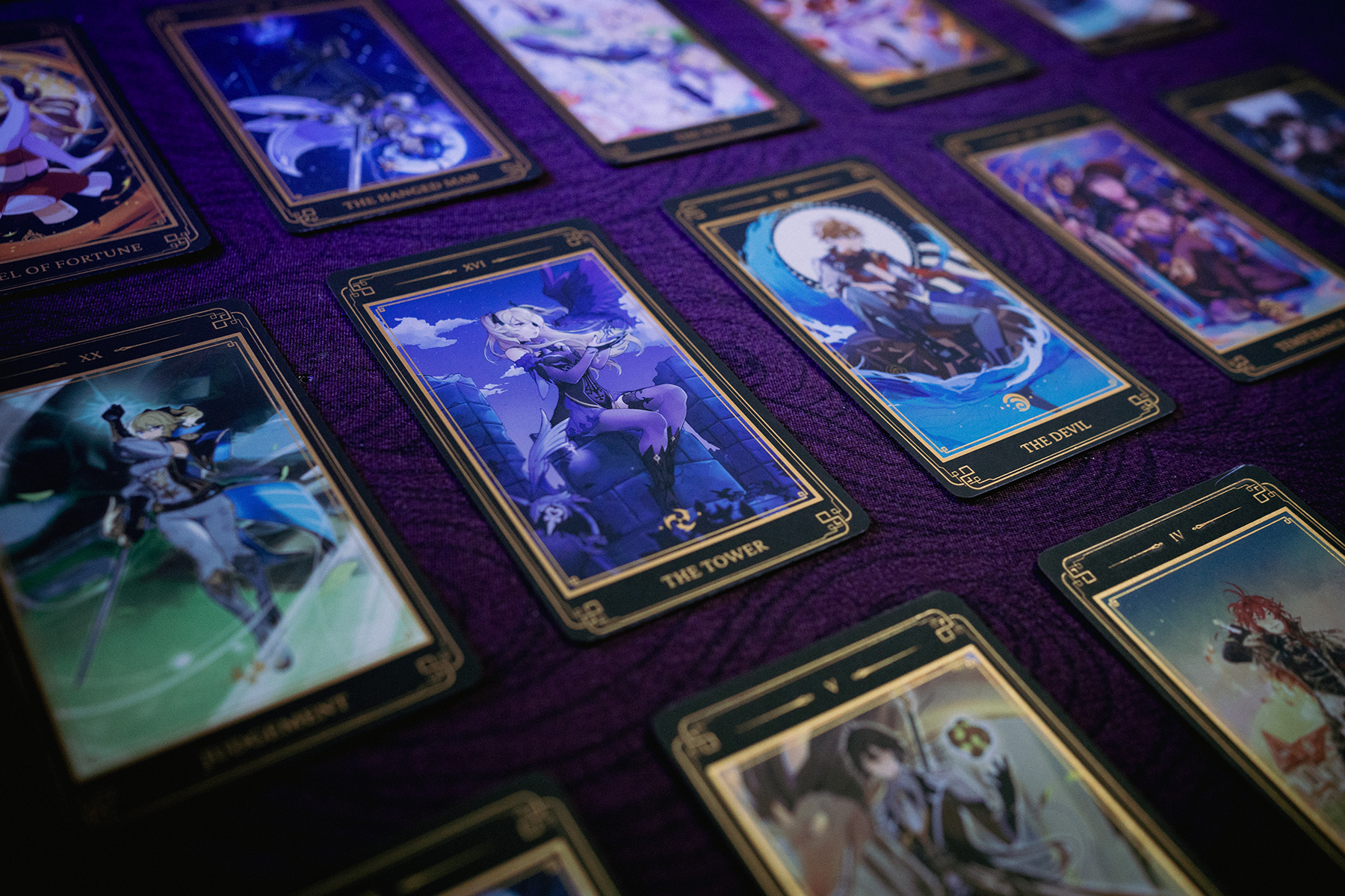 A collection of Genshin Tarot cards