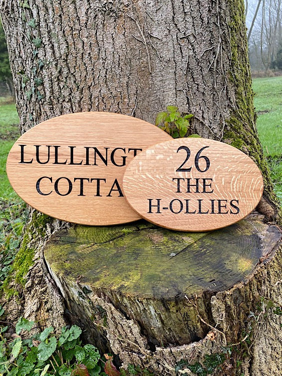 Thumbnail: Personalised Oval Oak House Signs