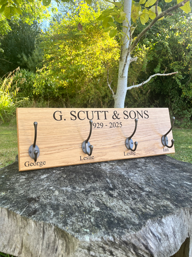Personalised Engraved Oak Coat Rack Engraved Wooden Coat Hooks