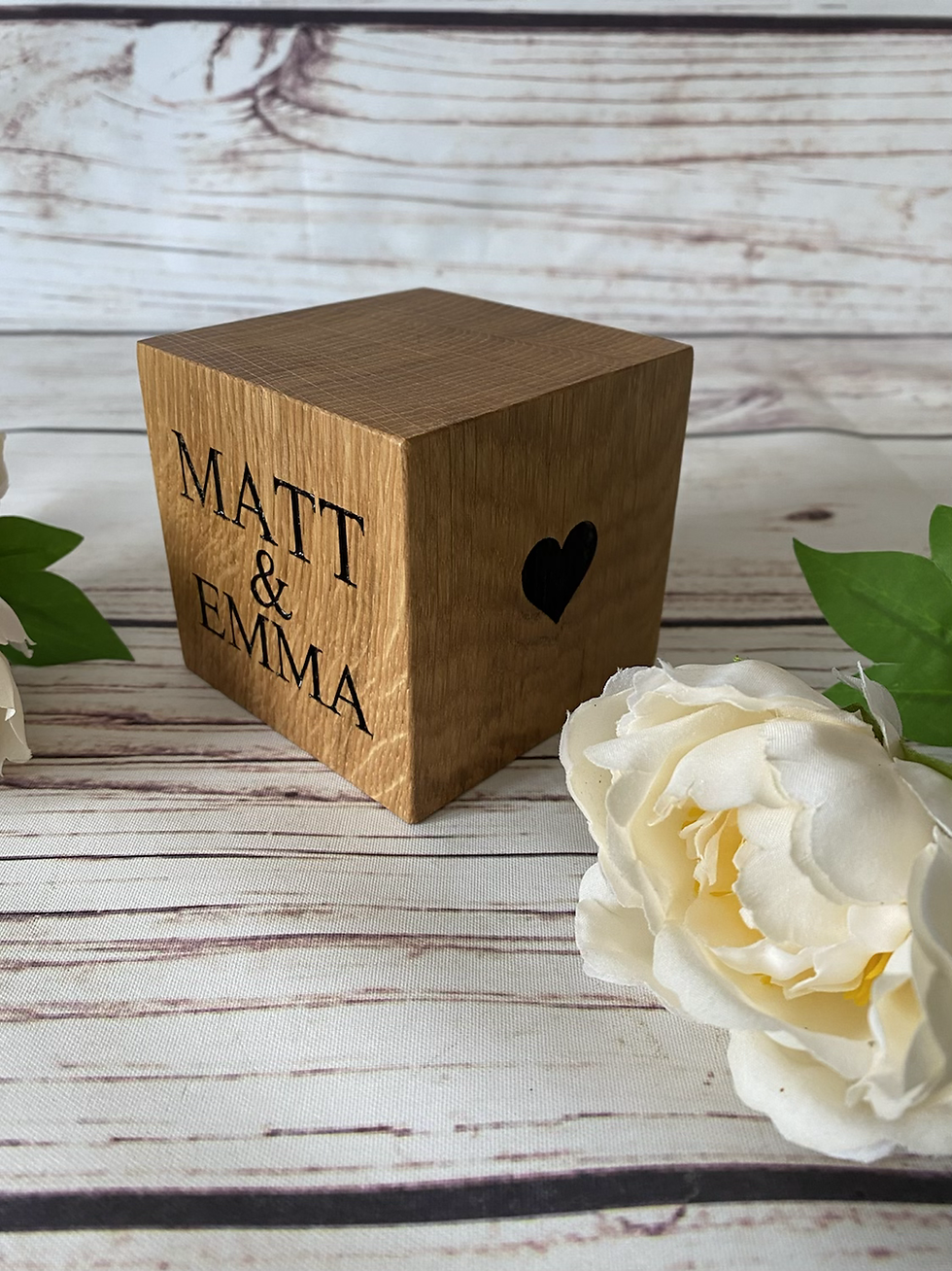 Thumbnail: Personalised Engraved Oak Anniversary Cube