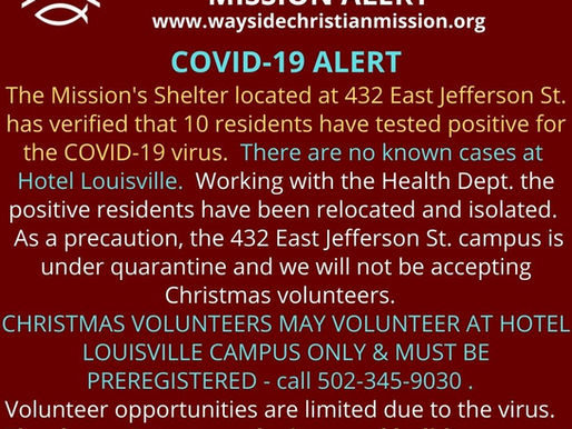 10 Clients Test Positive for COVID-19 Volunteers for Christmas Reduced