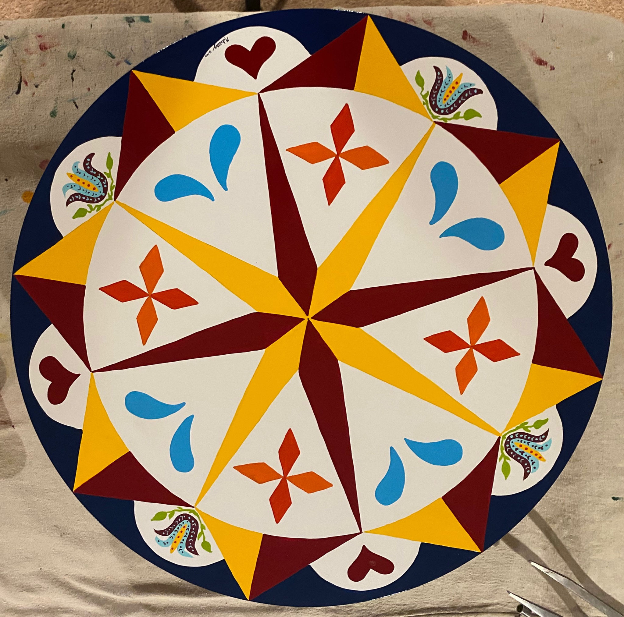 8 Point Schtanne With Hearts & Tulips