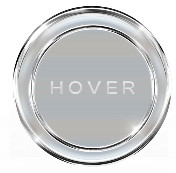 Grey background with the edges of lettering shown across the center. Over the lettering are different colored shapes, some with gradients. Over the center of the shapes is a silver button with the word hover. When the cursor moves, the button moves as well and the shapes move to the corners of the background revealing text.