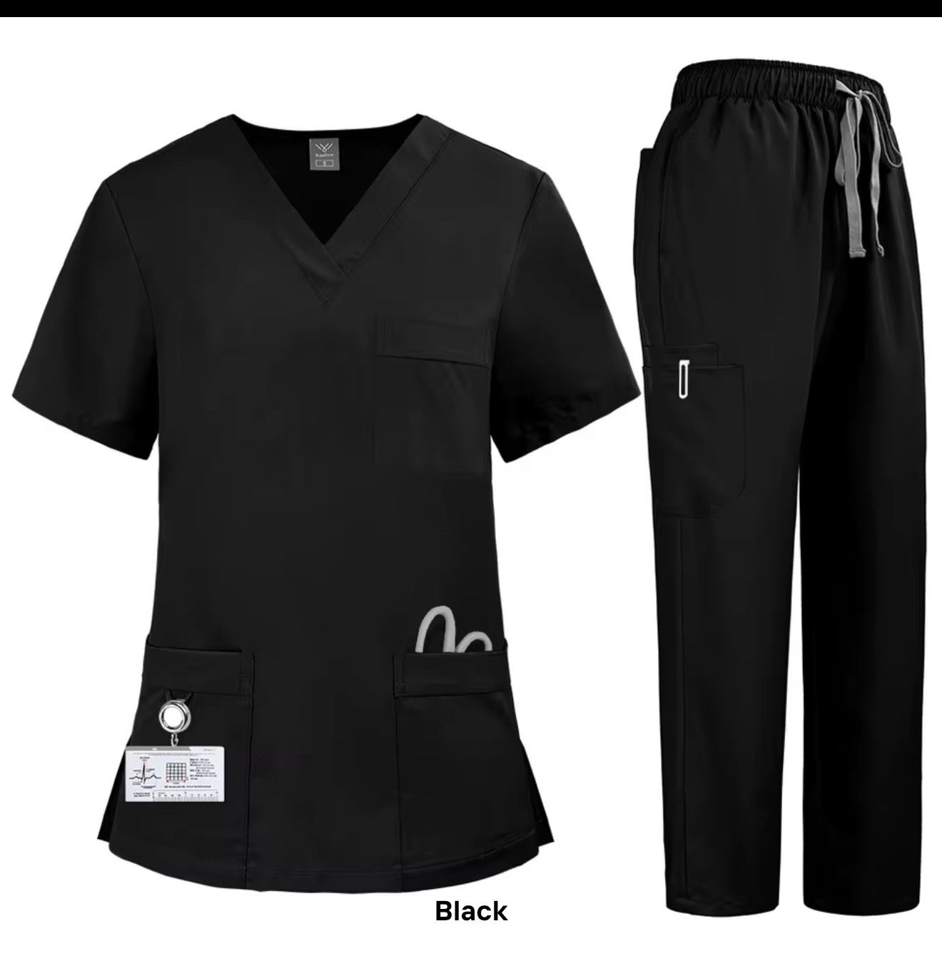 2 piece BLACK Straight Leg Scrub set