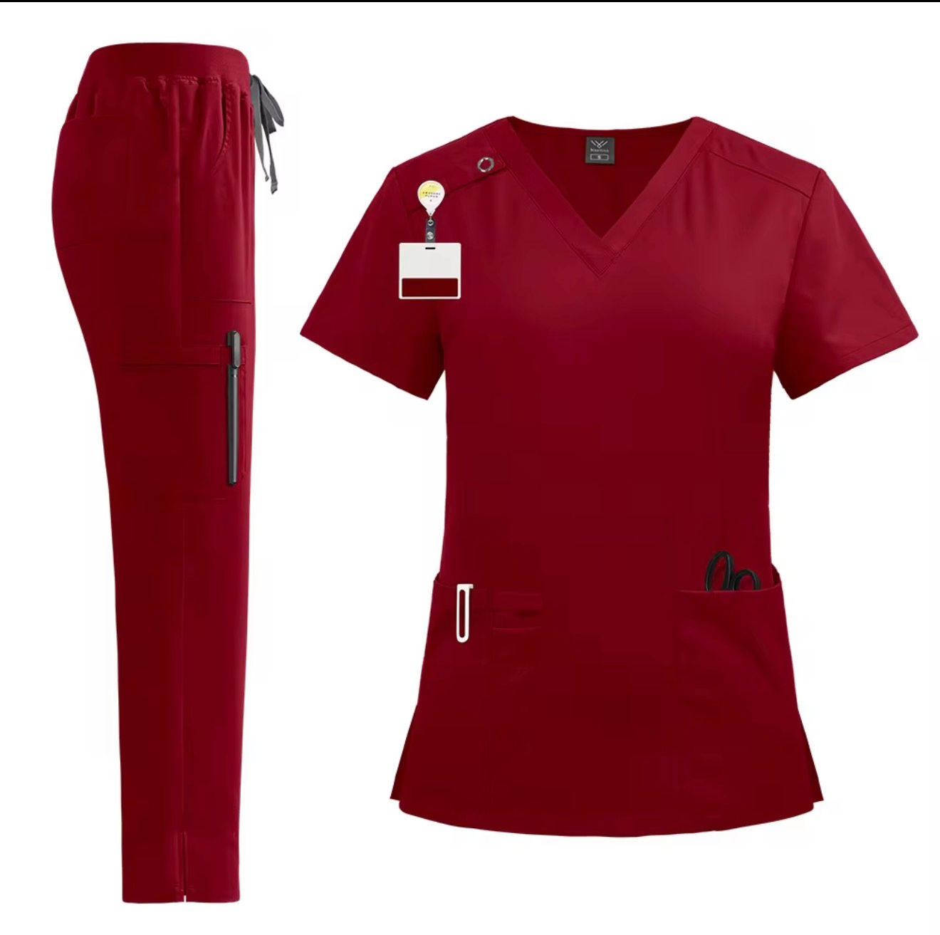 2 piece Burgandy Straight Leg Scrub Set
